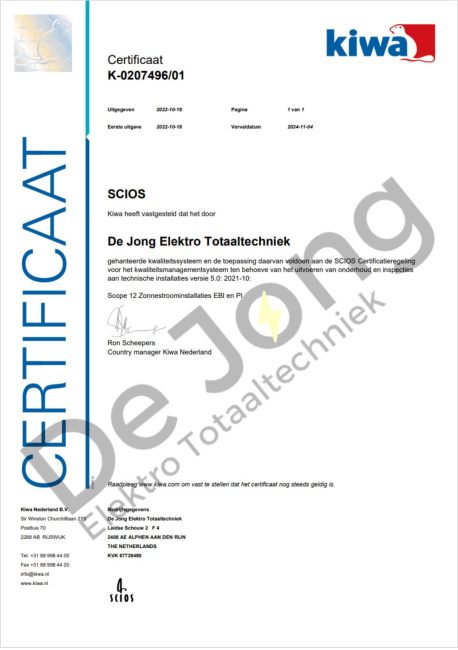 Scope12_Certificaat_DeJong Elektrototaal